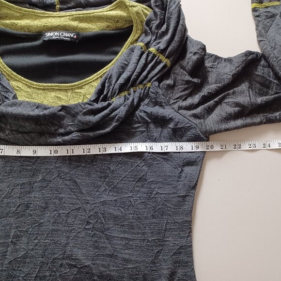 Simon Chang Ruched Neck Floret Midi Dress - Picture 10 of 16